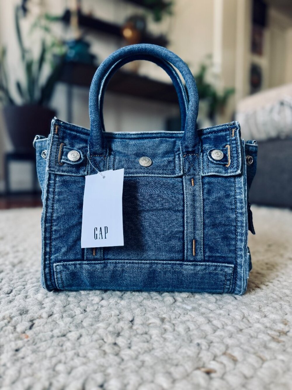NWT Gap Denim Five Pocket Tote | Small in Light Wash - Picture 2 of 7
